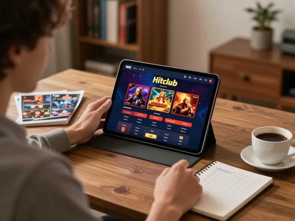 Trải nghiệm chơi game hấp dẫn với ứng dụng casino Hitclub hiển thị trên máy tính bảng trong phiên chơi game chiến lược.
