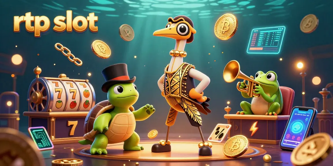 Engage with rtp slot on a dynamic 3D scene featuring casino characters and crypto elements.