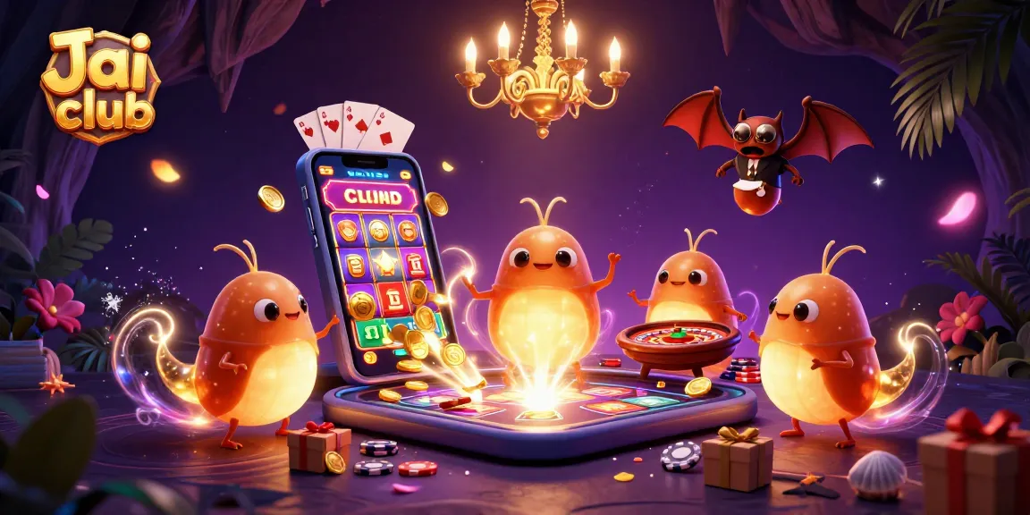 Engage with Jai club's vibrant games featuring glowworms lighting up a cave casino scene.