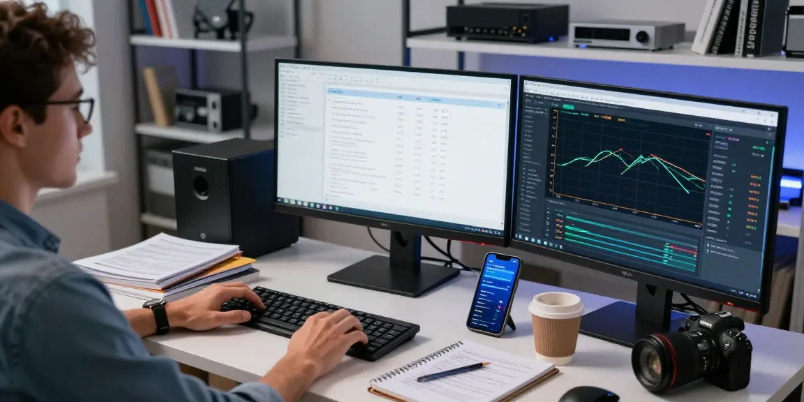 IT professional performing a dns lookup in a modern workspace with multiple monitors