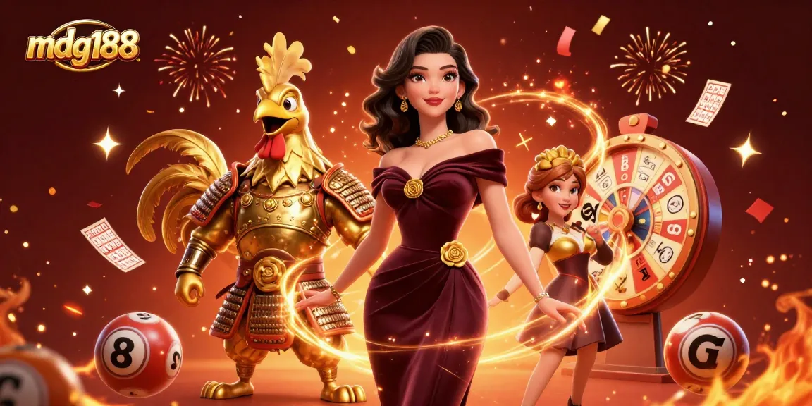 Experience the excitement of winning with mdg188's dynamic lottery scene featuring vibrant characters.