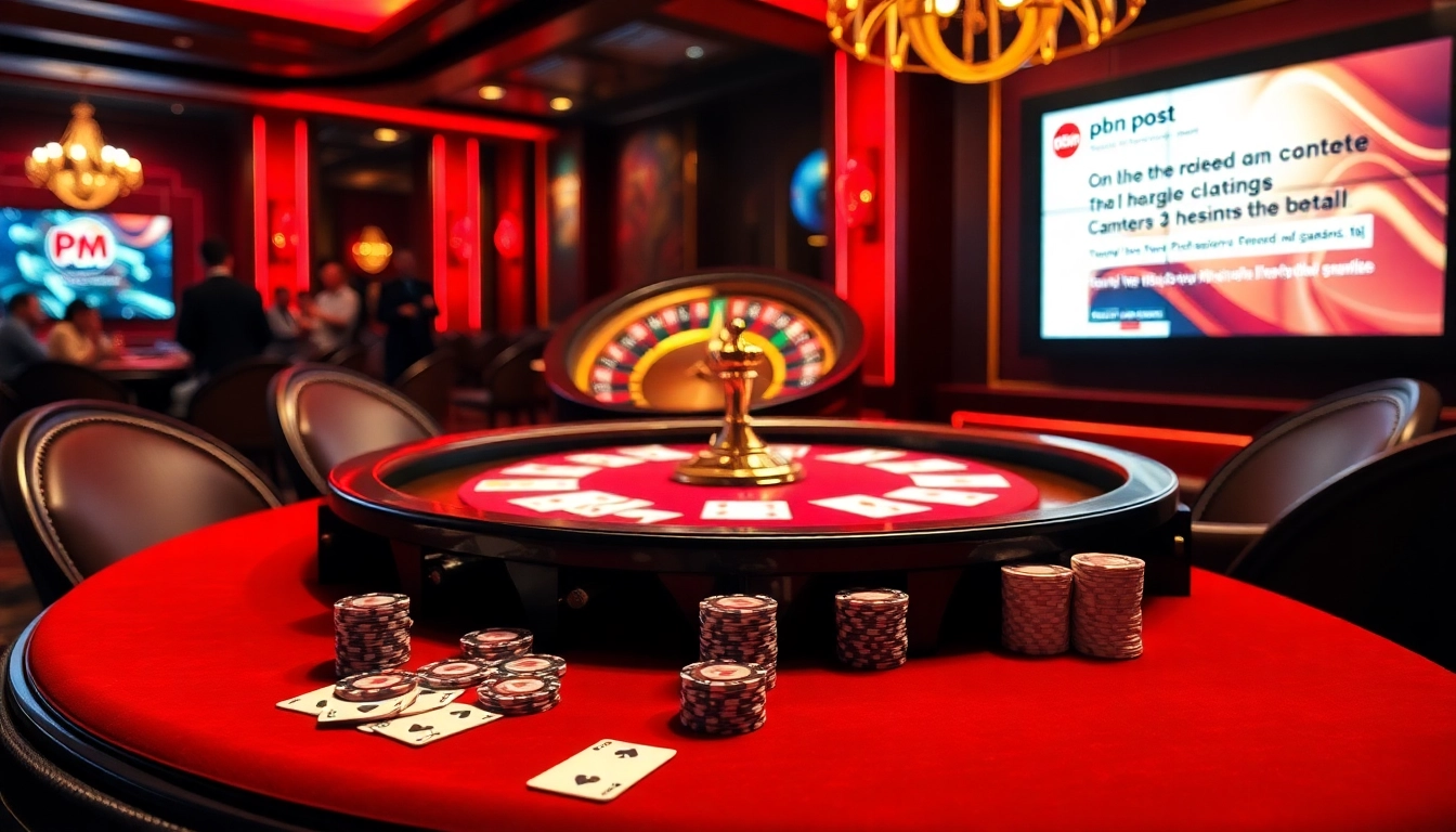 Exciting gambling scene featuring a pbn post display amidst a vibrant casino atmosphere.