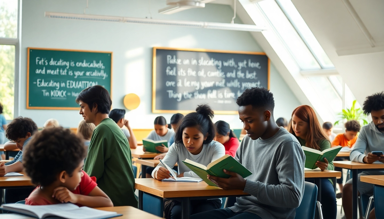 Engaging classroom scene emphasizing innovative education principles advocated by Dr. Matthew Lynch.