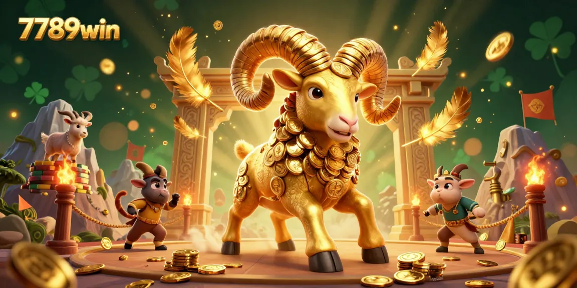 Experience thrilling gameplay at 7789win with massive golden ram charging through a casino-themed arena.