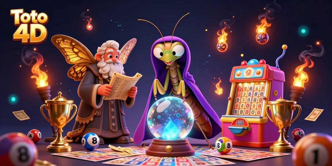 Experience excitement with Toto 4D in a vibrant illustration featuring dynamic lottery elements and mystical characters.
