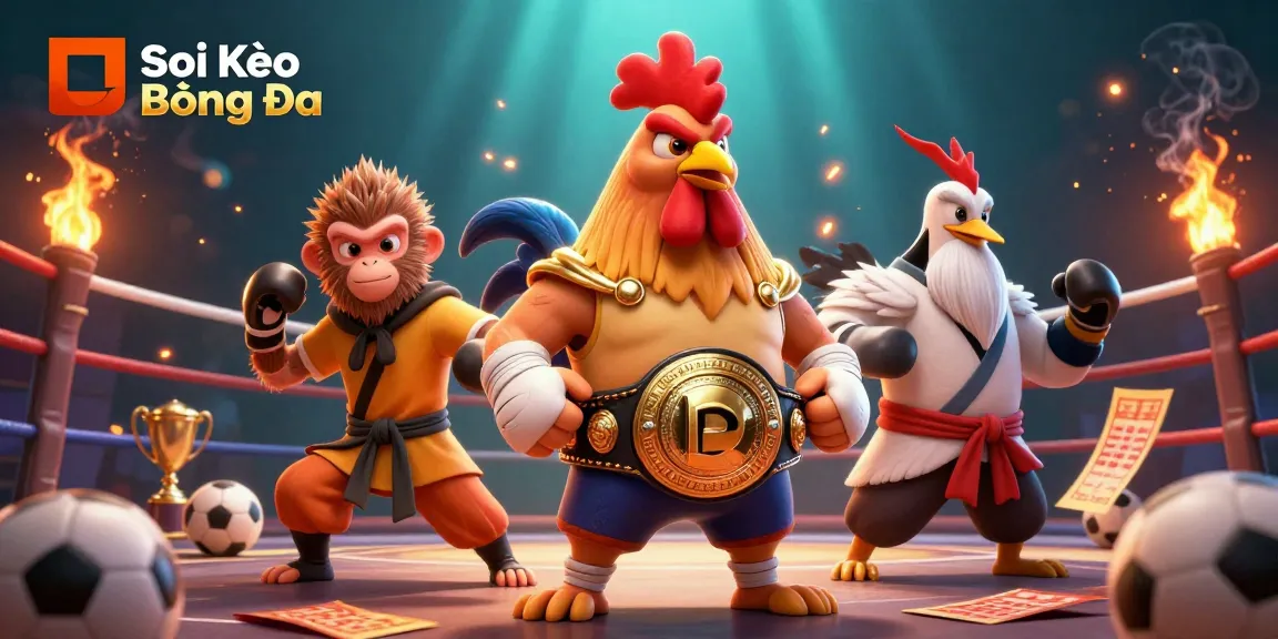Soi Kèo Bóng Đá showcases an energetic illustration of a winning bet with sports symbols and vibrant characters.