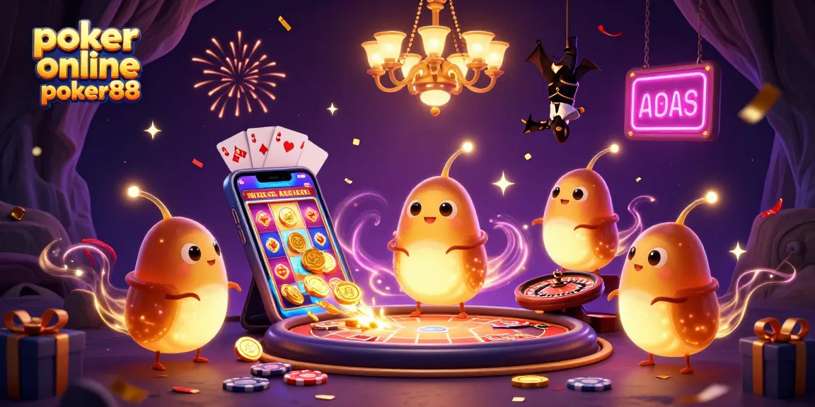 Poker online poker88 shines in a vibrant cave casino with glowing worms and a bat dealer.