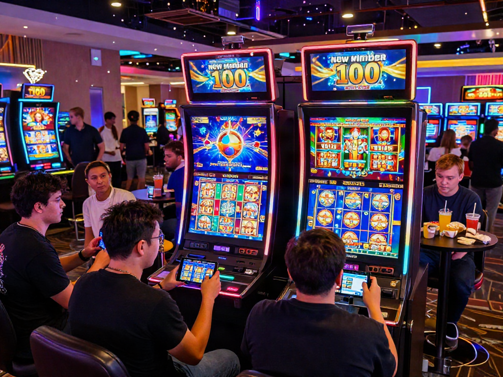 Exciting online casino scene showcasing players enjoying slot bonus new member 100 promotions and vibrant slot game graphics.