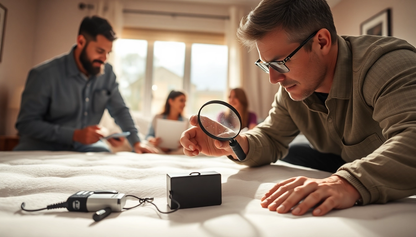 Milwaukee bed bug exterminators inspecting a bedroom, ensuring a safe home environment.