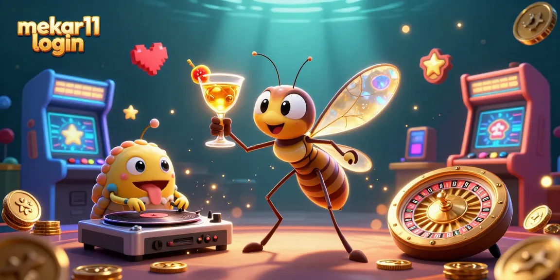 Visualize the vibrant excitement of mekar11 login with animated casino characters and immersive gaming elements.