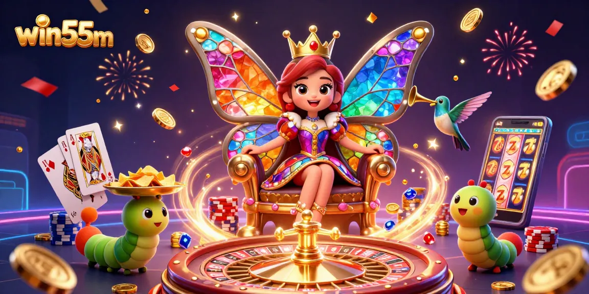 Join win55m for thrilling casino adventures amid colorful characters and exciting game elements.