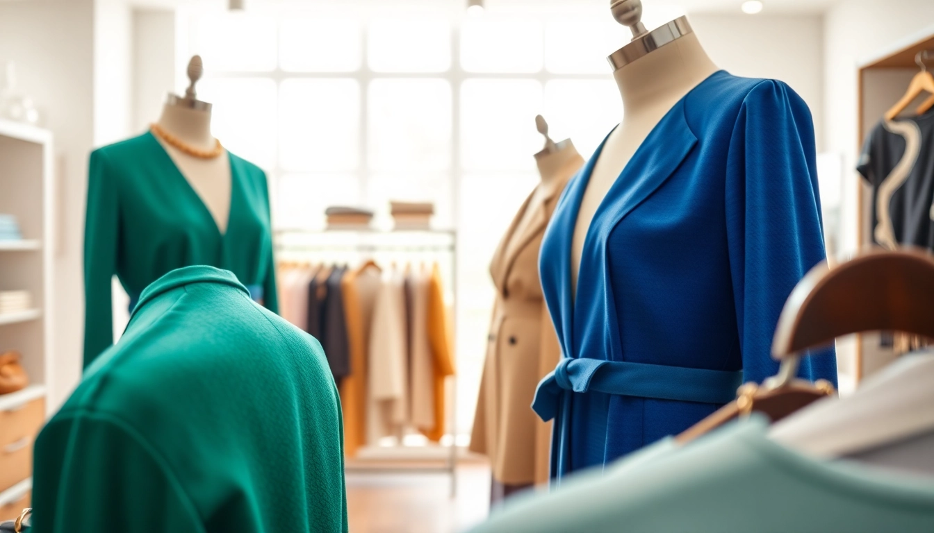 Rivelle fashion pieces beautifully showcased in a bright boutique, emphasizing quality and elegance.