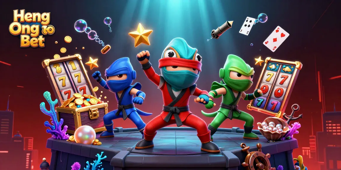 Experience the excitement of Heng Ong Bet with chameleon ninjas and casino symbols!
