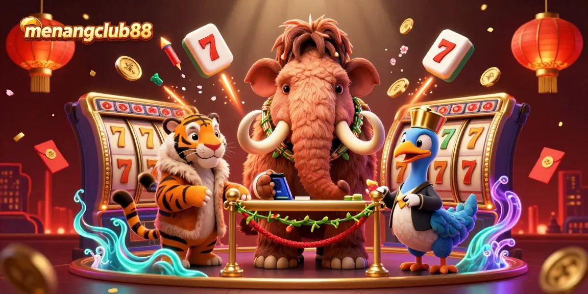 Experience the vibrant energy of menangclub88 with an ultra-detailed casino illustration featuring unique characters and dynamic elements.