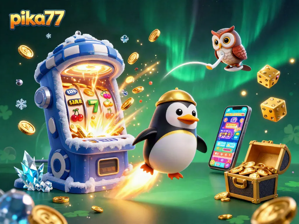 Experience thrilling wins at pika77 while the golden penguin navigates a casino-themed galaxy.