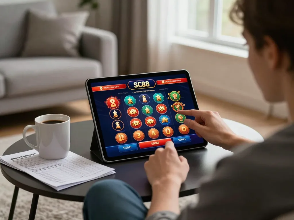 Engaging with SC88 casino app while strategizing betting at home