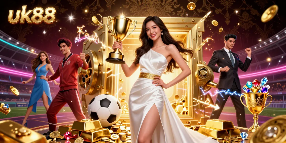 Experience the excitement of sports betting at uk88 with a stunning illustration capturing vibrant casino elements.