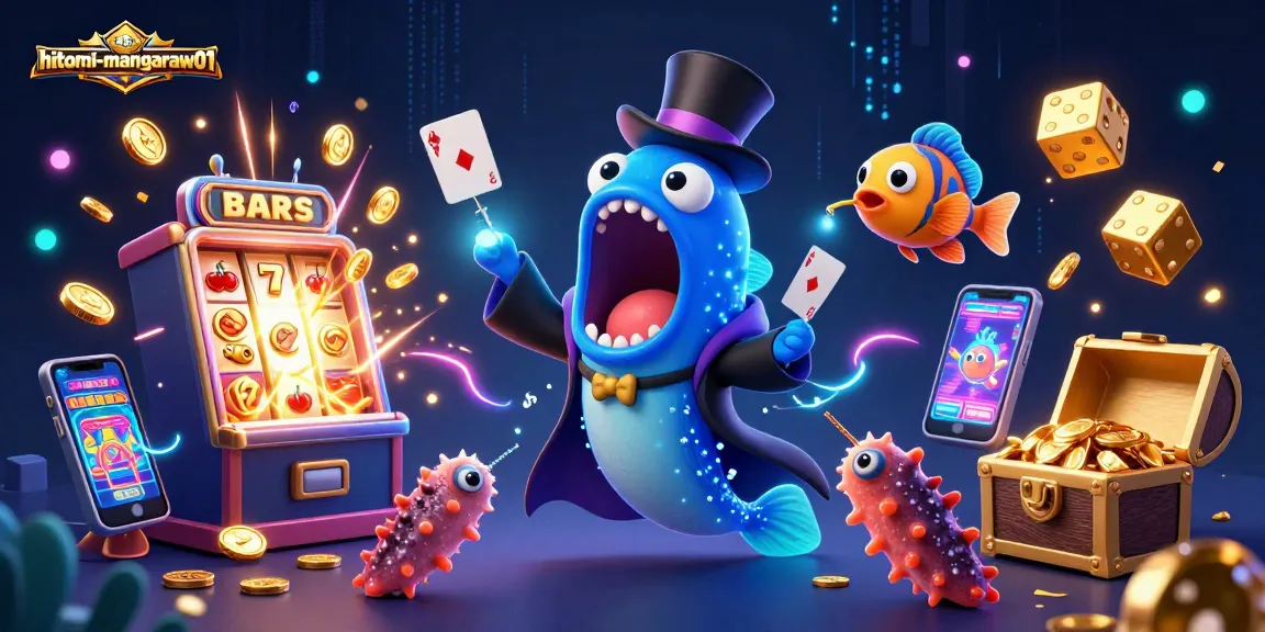 Engage with hitomi-mangaraw01's vibrant gaming world featuring a magical scene with animated creatures and dazzling casino elements.