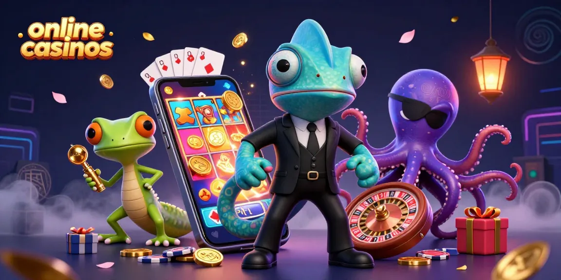 Experience thrilling moments at online casinos with a vibrant 3D illustration of dynamic gaming elements.