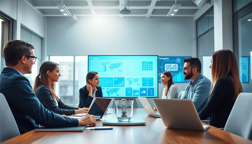 Providing expert IT Support for Businesses with a diverse team collaborating in a modern office.