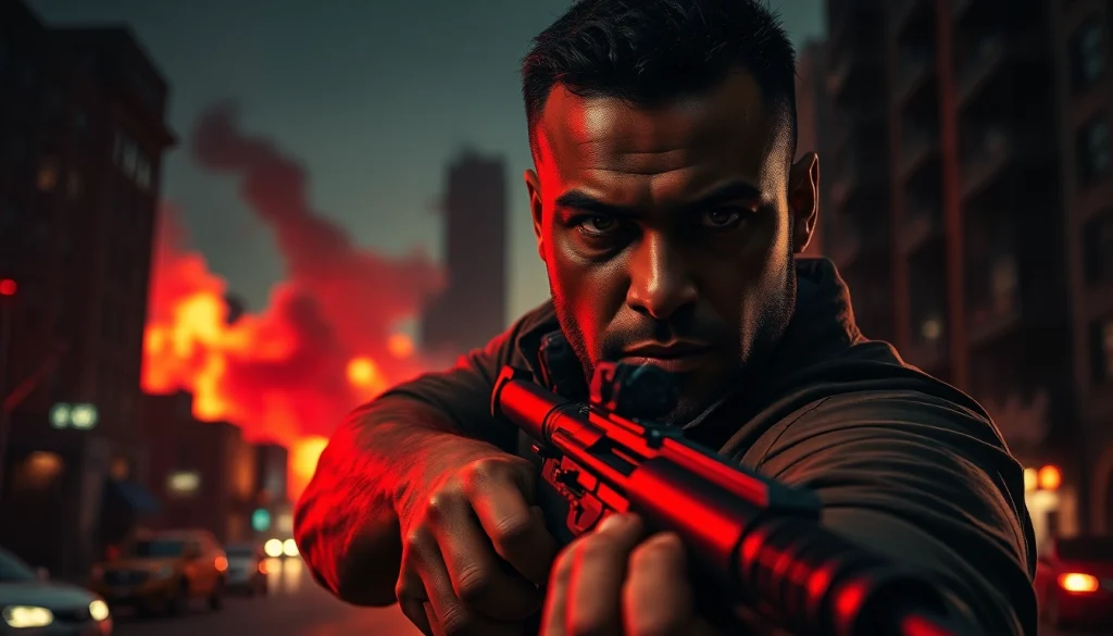 Experience the thrill of Bayside Boom with Orlando Black facing danger in an explosive urban scene.