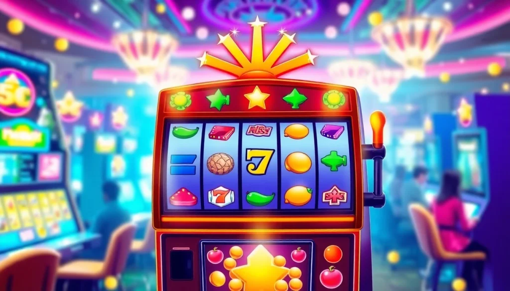 Mainkan slot bet 50 perak di mesin slot yang penuh warna dan simbol menarik.