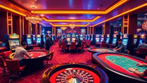 Engaging players enjoying online casinos in Canada with vibrant gaming atmosphere and luxury design.