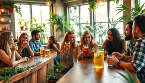 Détente et convivialité au weed cafe avec des clients appréciant des boissons infusées.