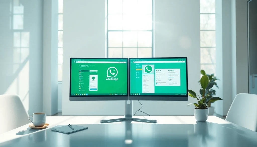 Enhance business efficiency with this visual of a WhatsApp Smart CRM setup in a modern office.