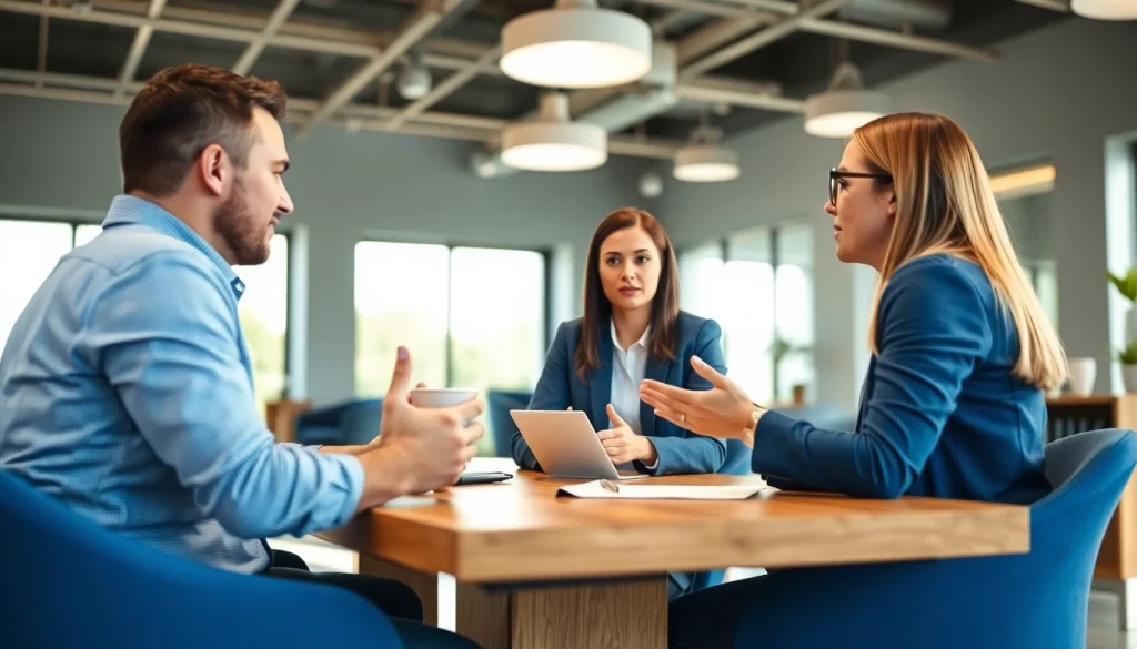 신용카드 현금화 상담 중인 전문가와 고객들, 신뢰를 주는 분위기