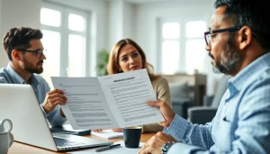 Public Adjuster Near Me assisting a homeowner with insurance claims in a modern office
