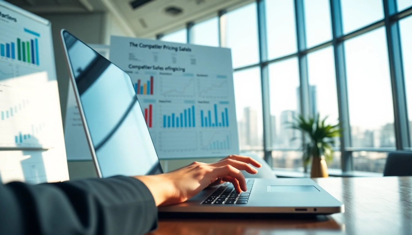 Analyze competitor pricing with a professional reviewing data in an office.