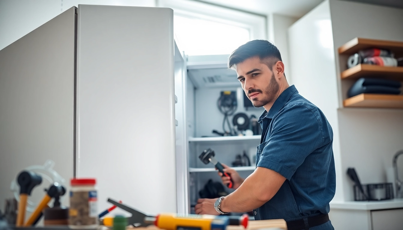 Expert technician performing refrigerator repair in Ottawa, showcasing professional appliance service.