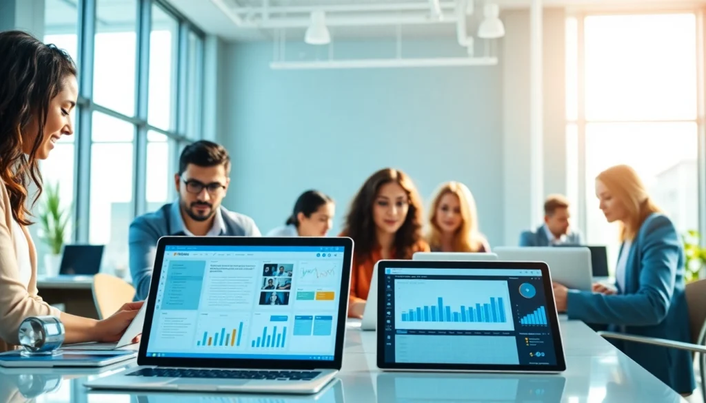 在现代化办公室中，协同工作的专业人士使用 wps官网 与 WPS Office 软件。