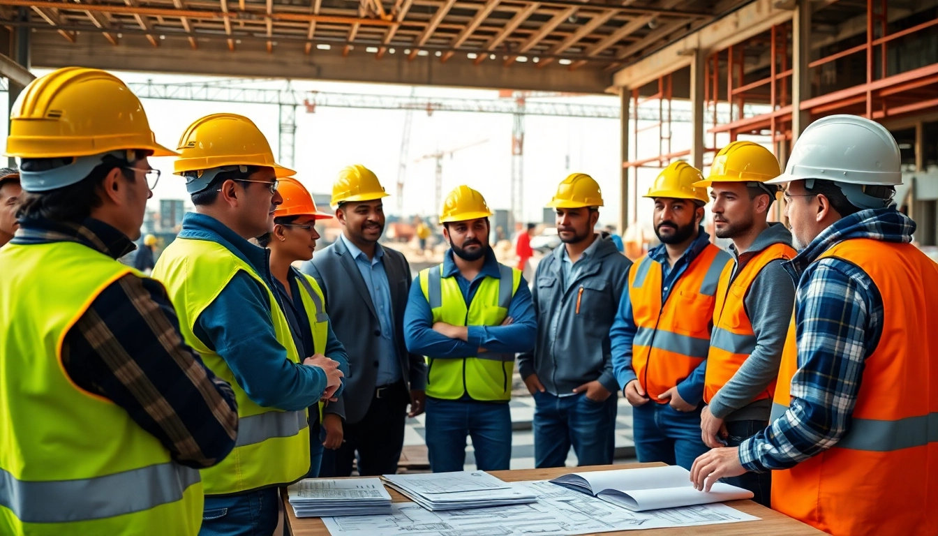 Construction safety training session with diverse workers actively learning safety protocols.