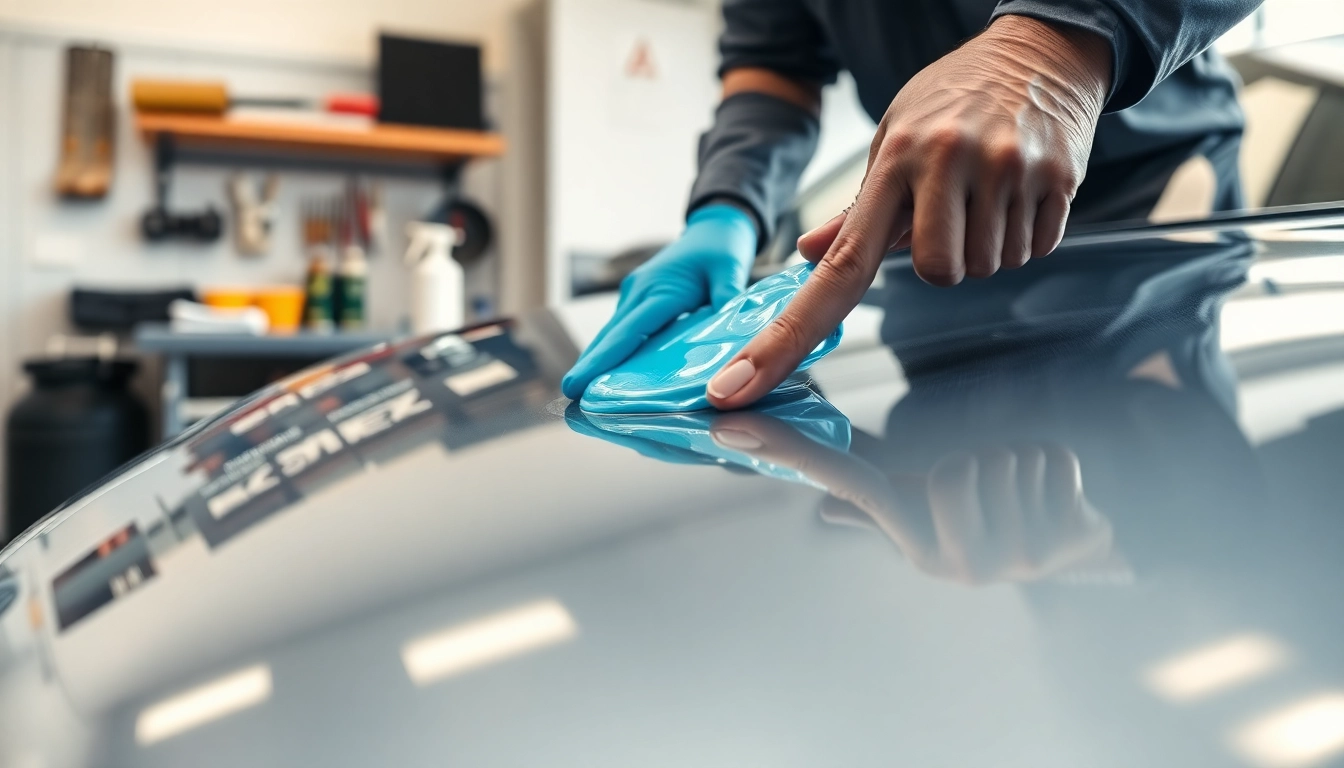 Applying ceramic coating near me for a brilliant glossy finish on a car.