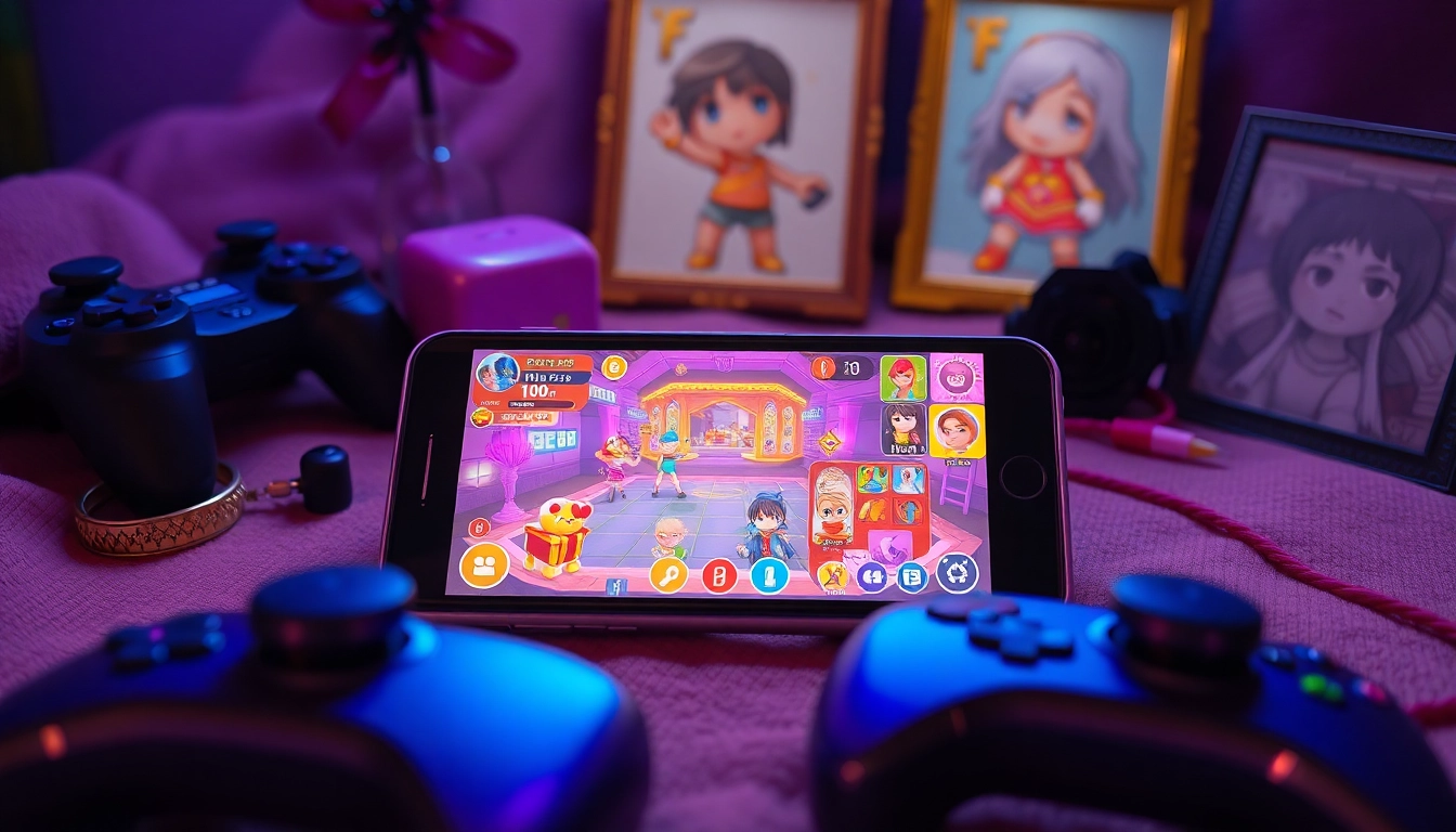 Mobile porn game displayed on a smartphone with vibrant colors and engaging graphics.