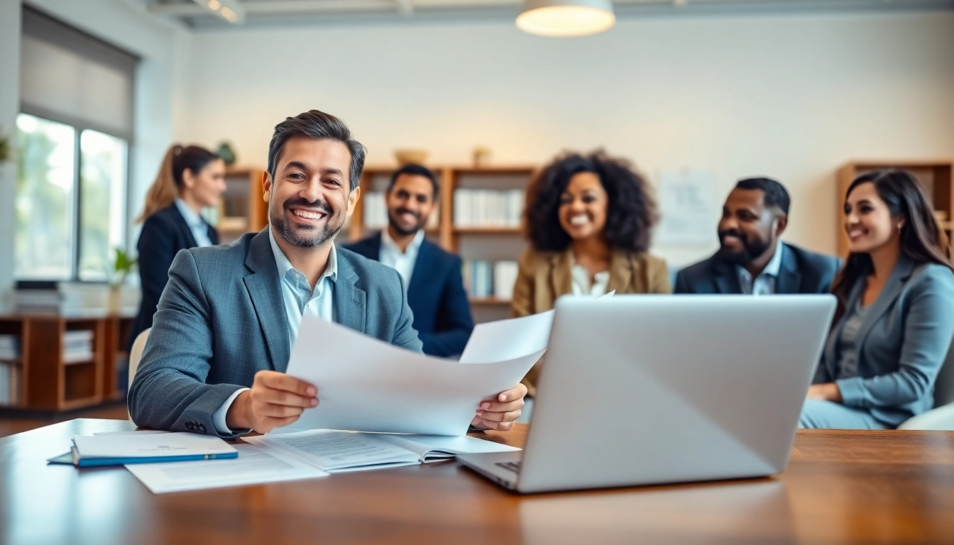 Jacksonville Immigration Lawyer advising clients in a modern office setting, showcasing professionalism and collaboration.