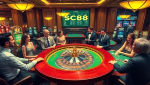 Players enjoying the exhilarating action of sc88 at a vibrant casino environment.