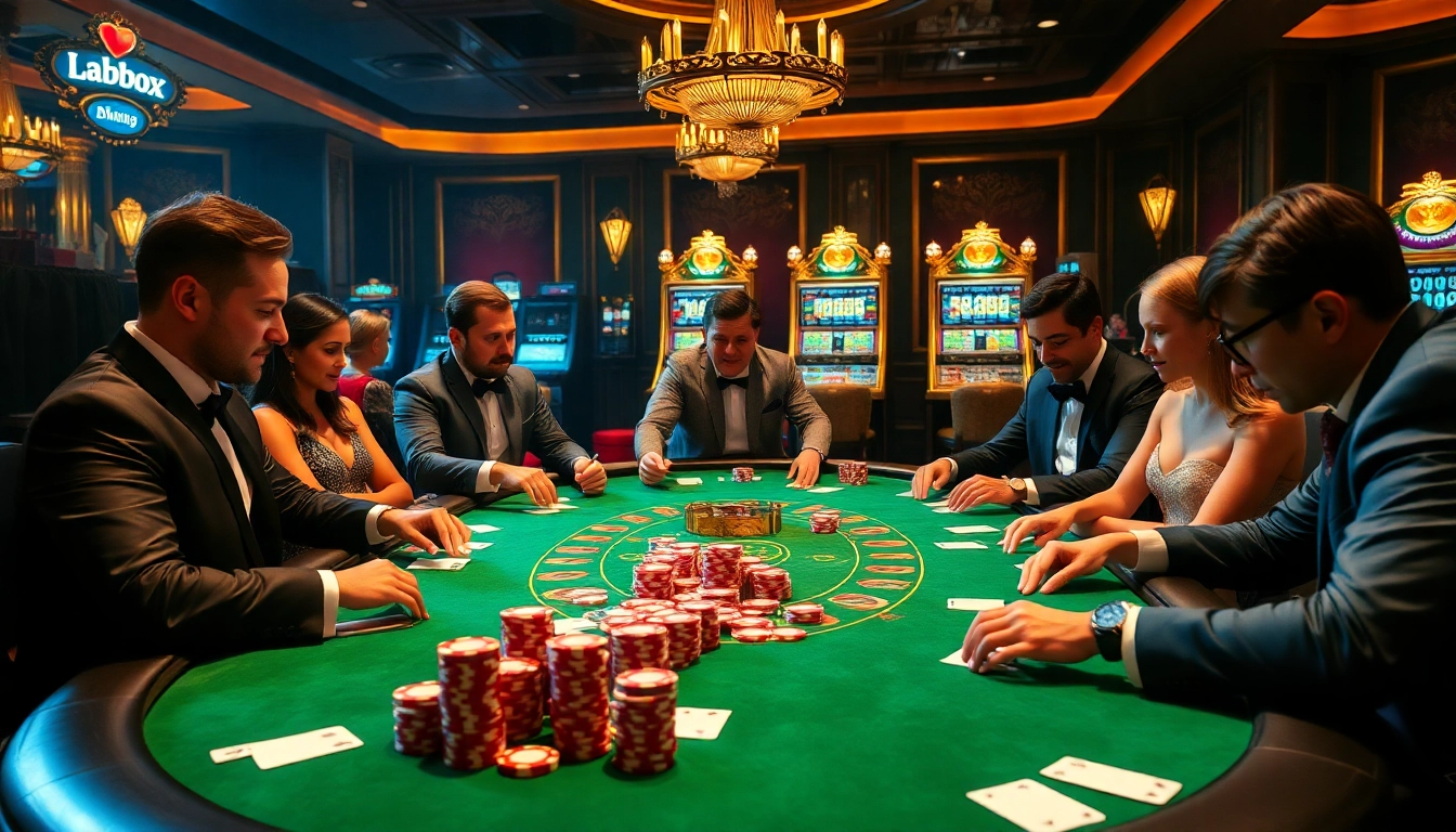Engaging in a high-stakes poker game at a glamorous casino, featuring lk21 indoxxi elements.