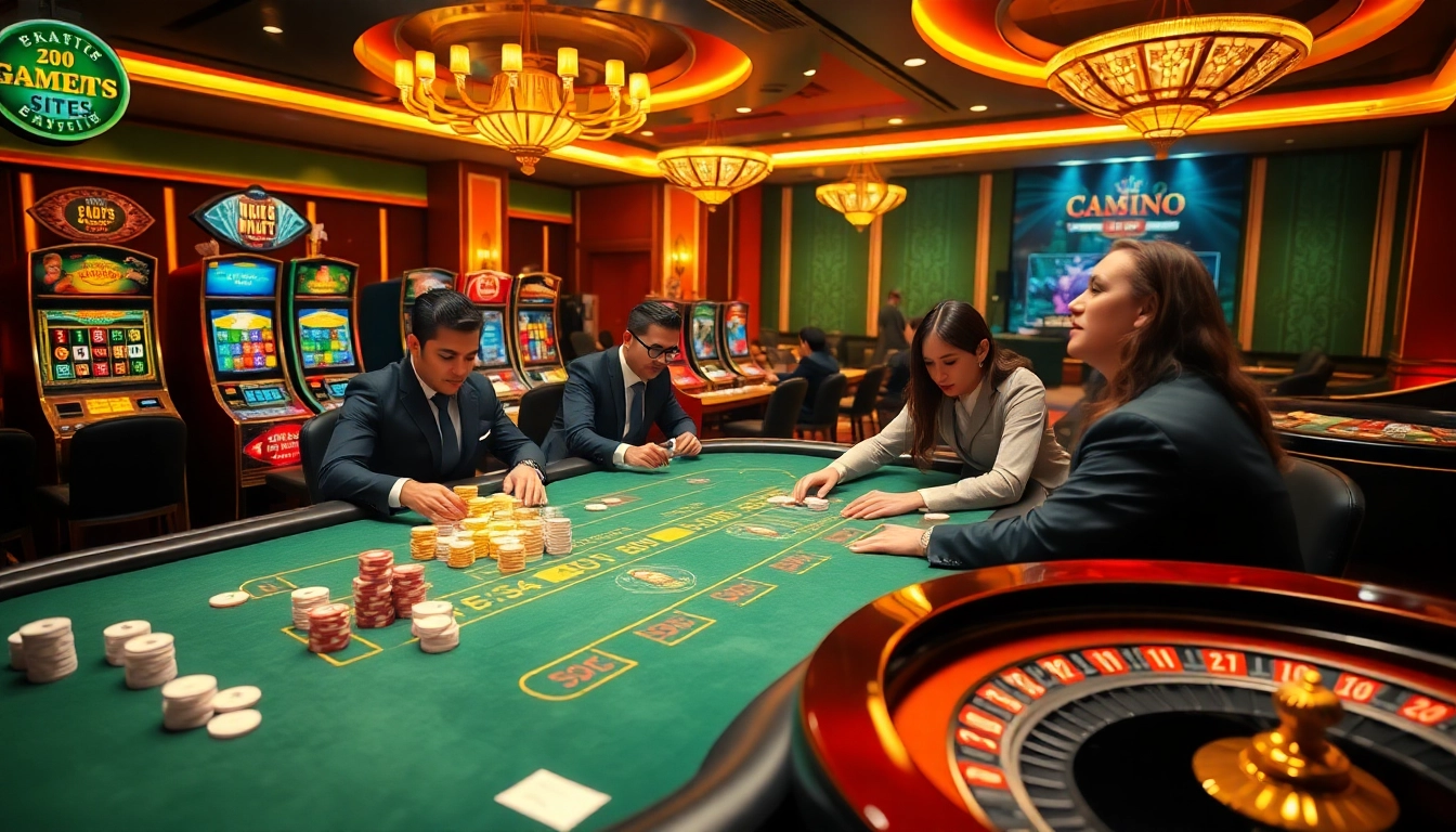 Situs deposit 5k showcased in a luxurious casino with players at a high-stakes poker table.