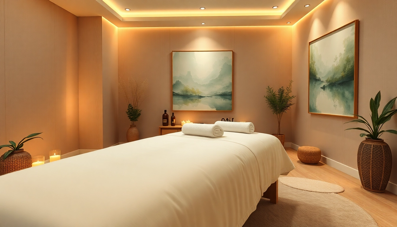 편안한 색상과 soothing 요소가 어우러진 송도마사지 치료실.