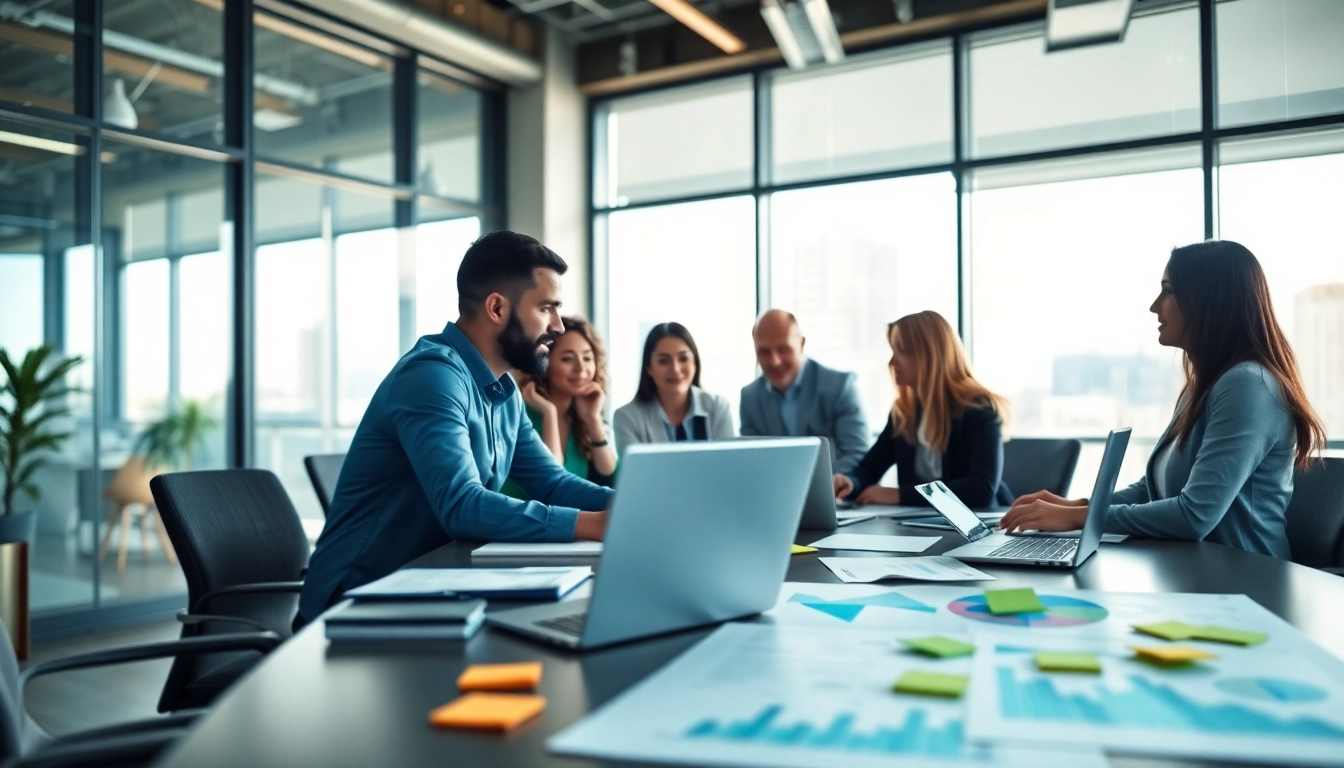 Engaging strategy capture management session with diverse team collaborating in a bright office.