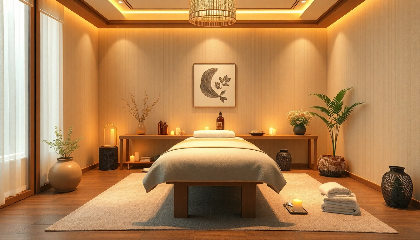 수원출장마사지: 분위기 있는 조명과 차분한 장식이 어우러진 고요한 마사지 환경.