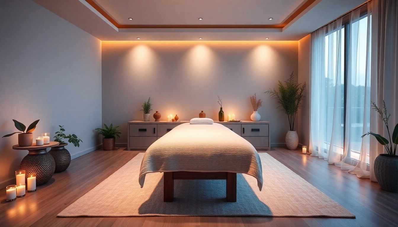 편안한 장식과 초대하는 분위기의 마사지 치료실