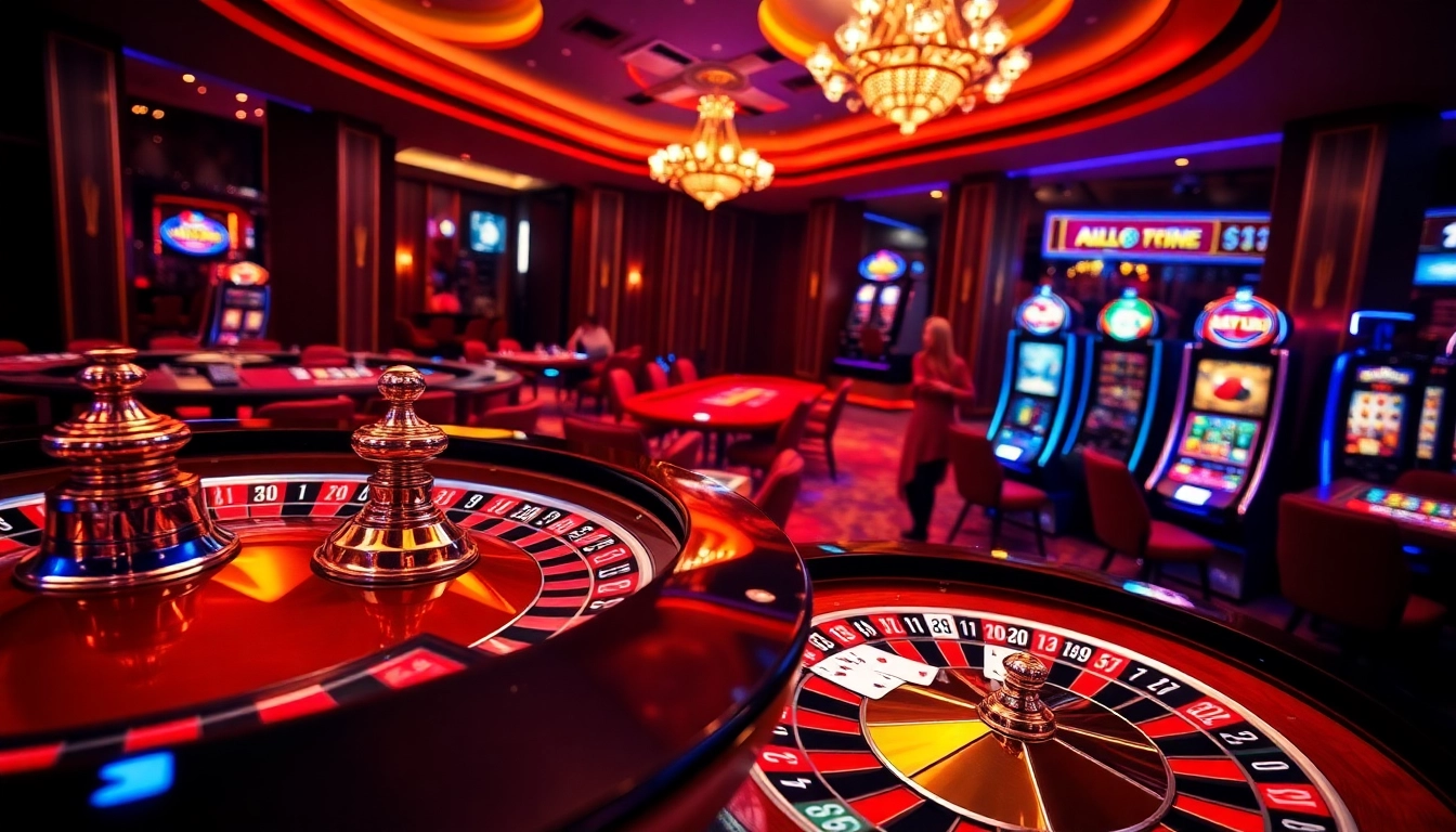 Vivez l'excitation du casino en ligne France avec un environnement de casino luxueux rempli de roues de roulette, de machines à sous et de joueurs enthousiastes.